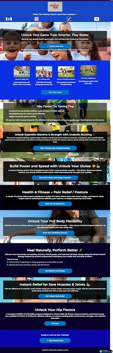 The Training Plug, A Multi-Module Sales Funnel for Youth Athletes, image 1