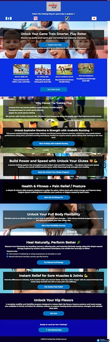 The Training Plug, A Multi-Module Sales Funnel for Youth Athletes